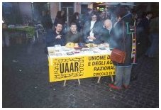 Raffaele, Alberto, Sabrina e Giorgio al banchetto di Campo de’ Fiori