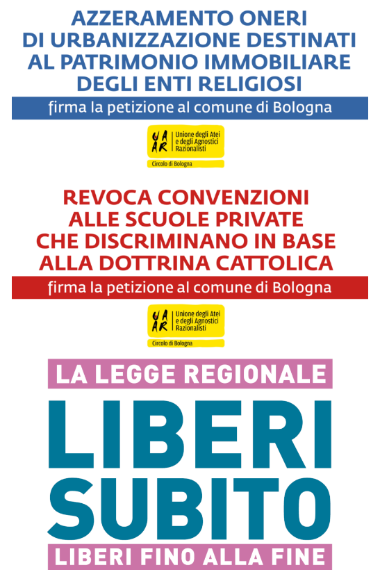 Raccolta firme Circolo Uaar di Bologna del 16 aprile 2023