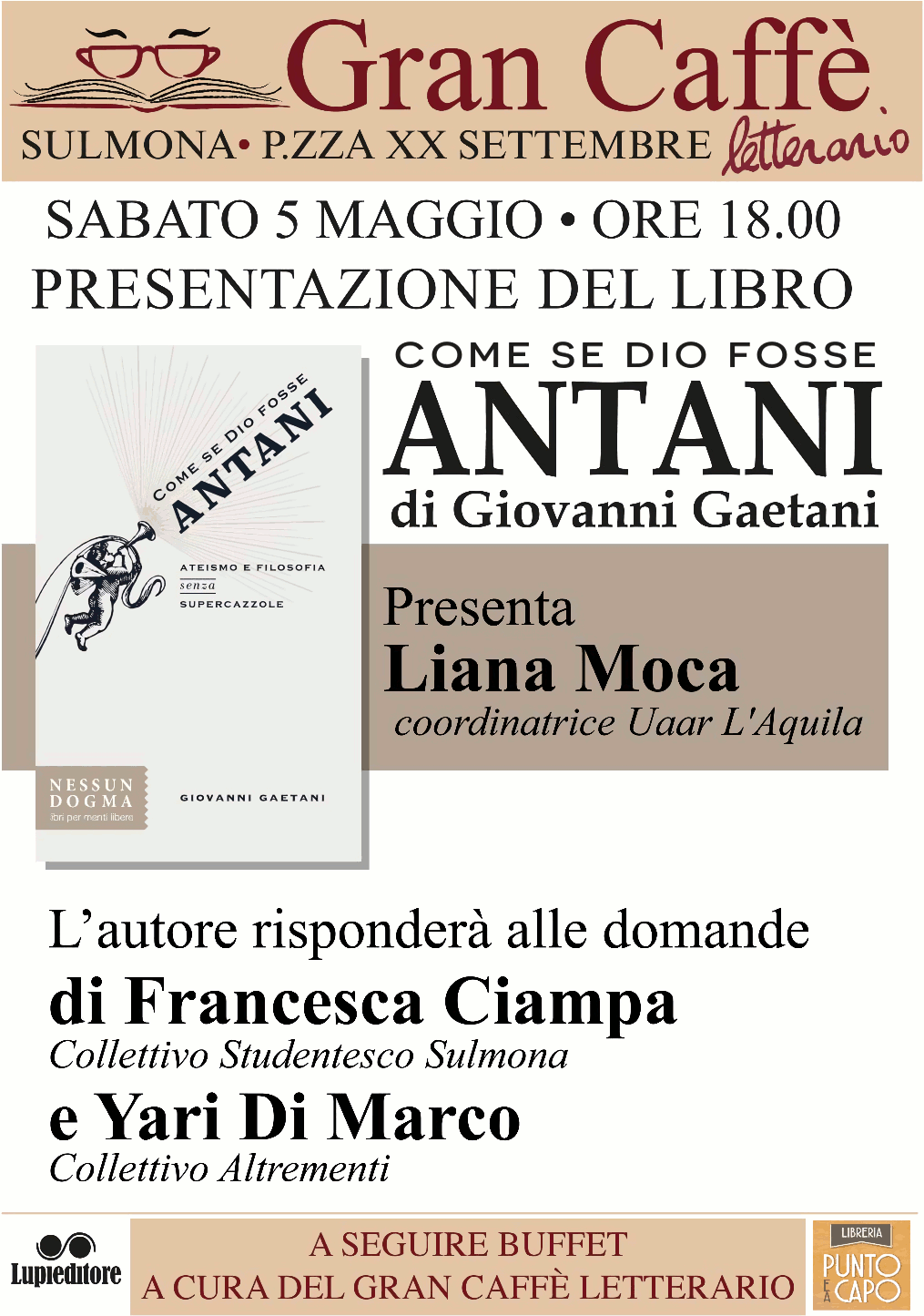 Sulmona (Aq), presentazione del libro se Dio fosse antani&quot; UAAR